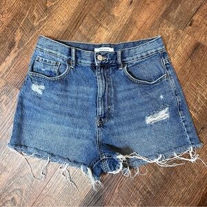 Pacsun Blue Distressed Frayed Jean Shorts